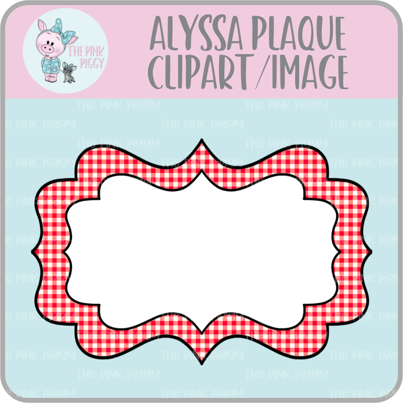 Red Gingham Alyssa Plaque Clipart/Image/Printer File