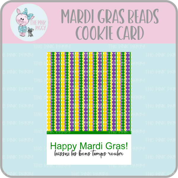 Mardi Gras Beads Cookie Card