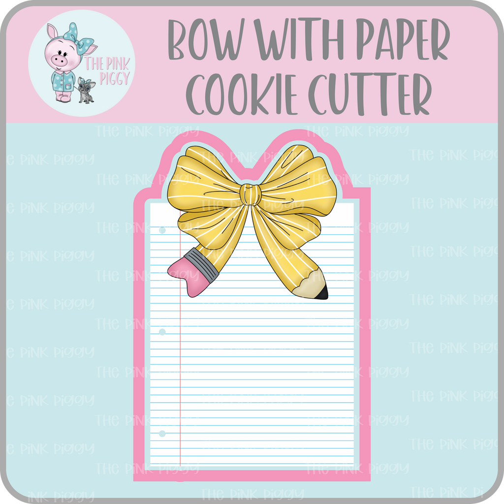 Pencil Bow with Notebook Paper Cookie Cutter