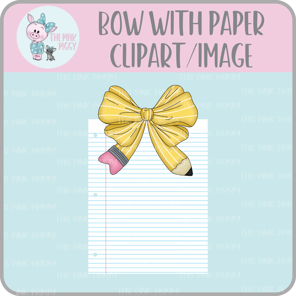Pencil Bow with Notebook Paper Clipart/Image