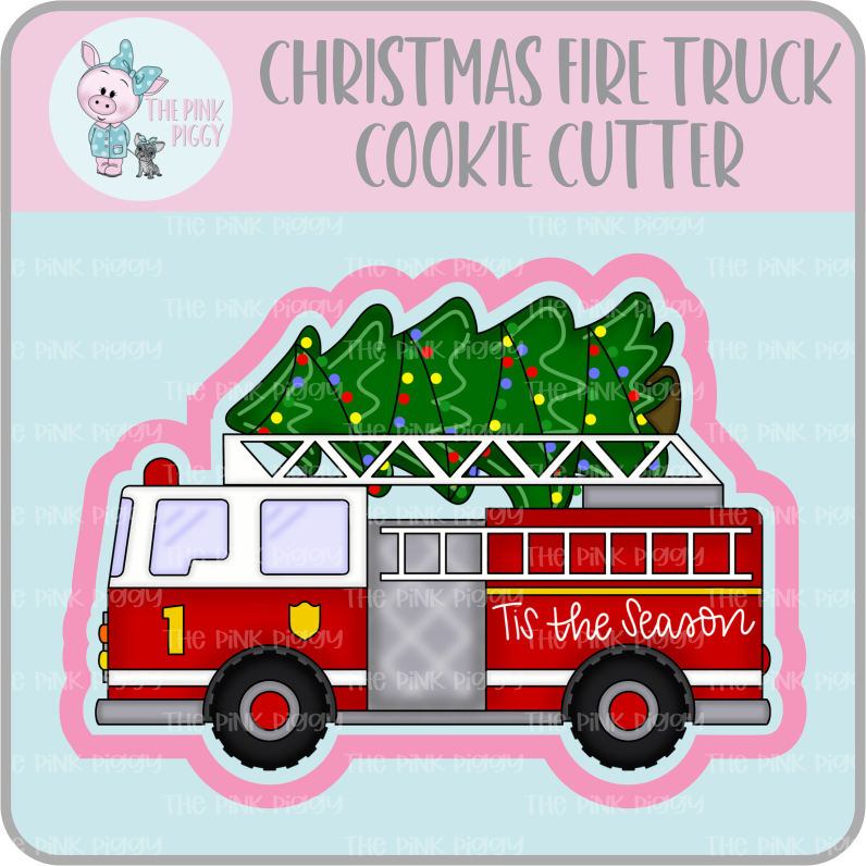 Christmas Fire Truck Cookie Cutter & STL File