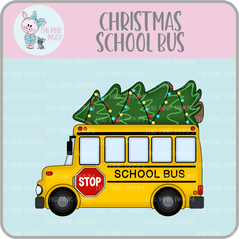 Christmas School Bus Clipart/Image/Printer File for Eddie