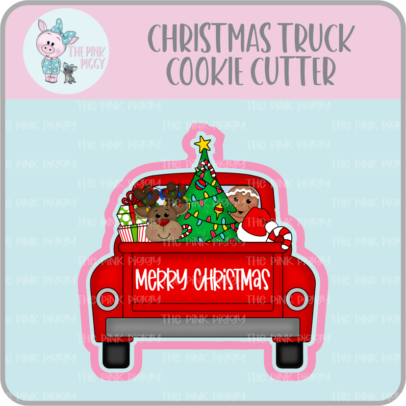 Christmas Truck Rear View Cookie Cutter & STL File