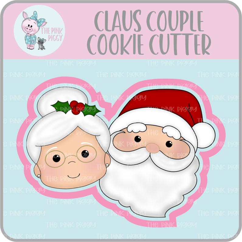 Claus Couple Faces Cookie Cutter & STL File