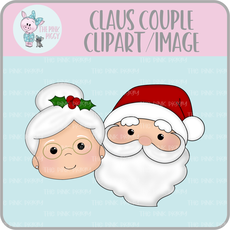 Claus Couple Faces Clipart/Image/Printer File for Eddie