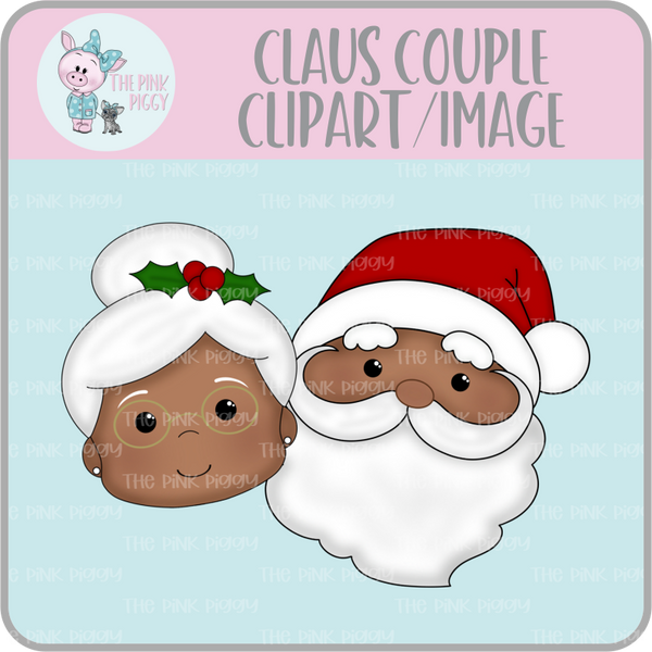 Claus Couple Faces Clipart/Image/Printer File for Eddie