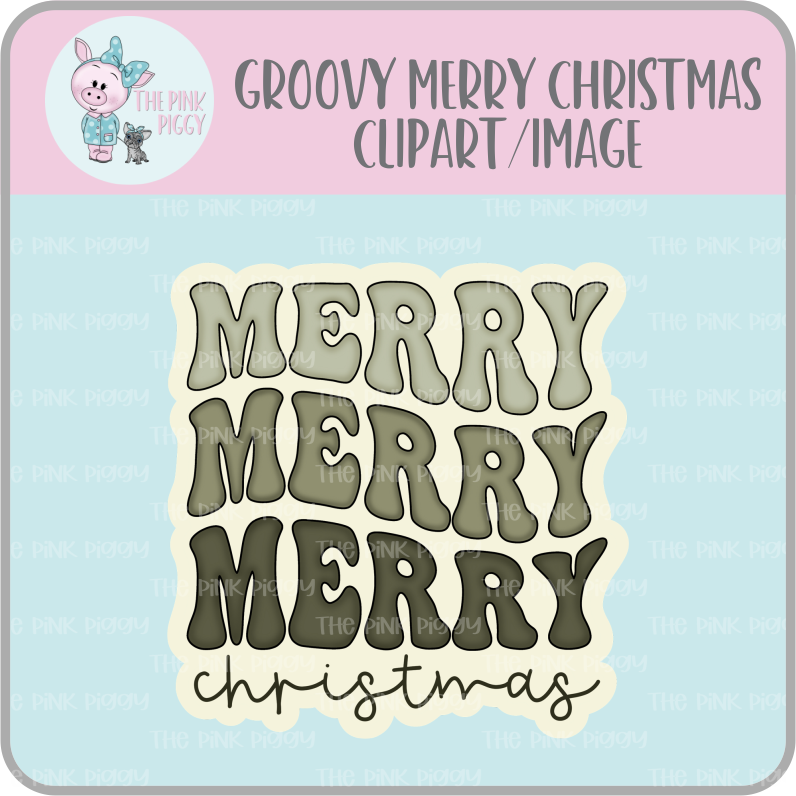 Groovy Merry Christmas Clipart/Image/Printer File for Eddie