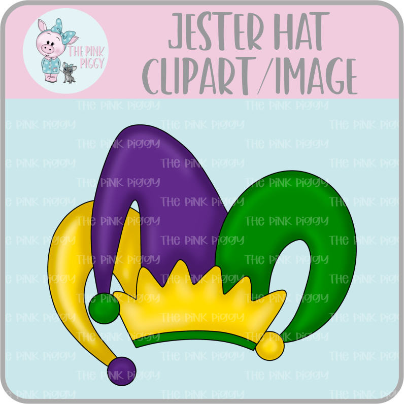 Mardi Gras Jester Hat Clipart/Image/Printer File for Eddie