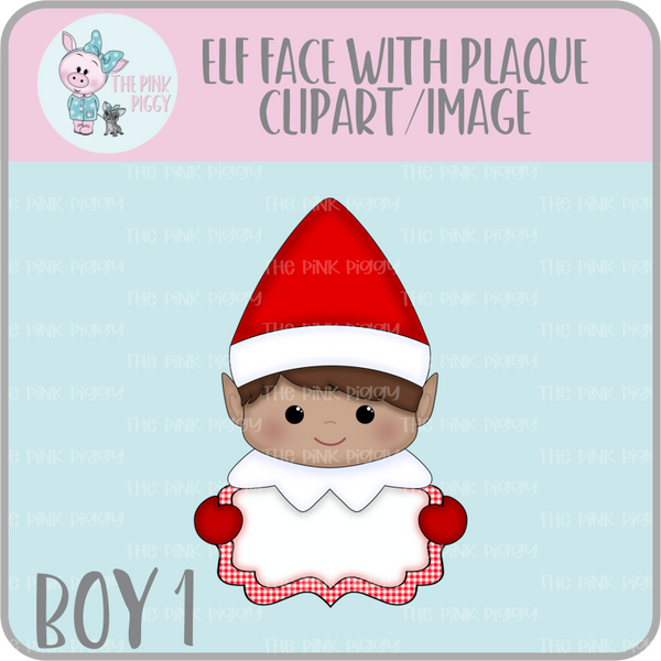 Elf Face with Plaque Clipart/Image/Printer File for Eddie