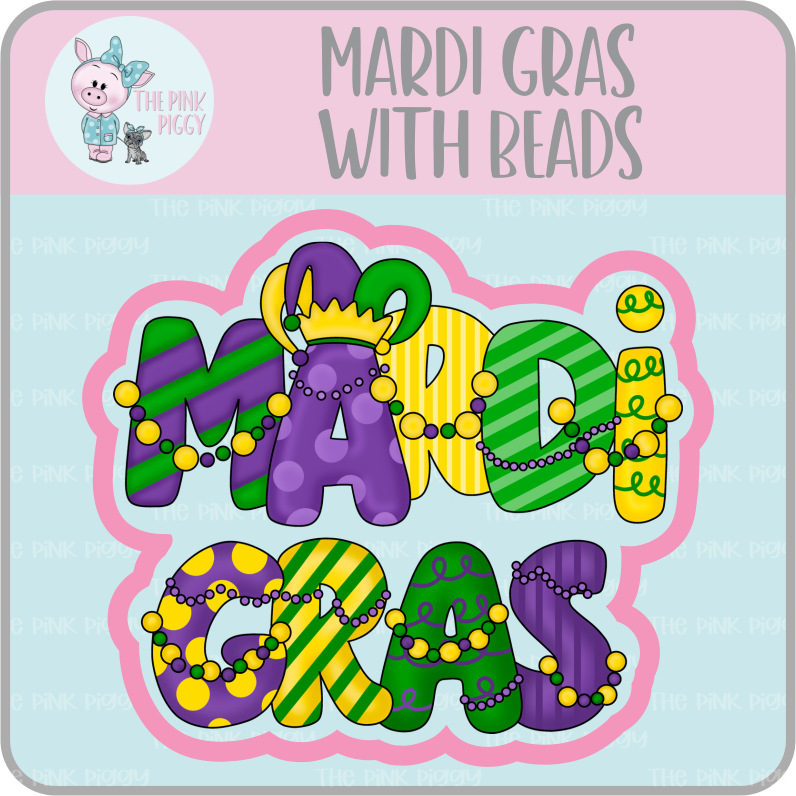 Mardi Gras with Beads Clipart/Image/Printer File for Eddie