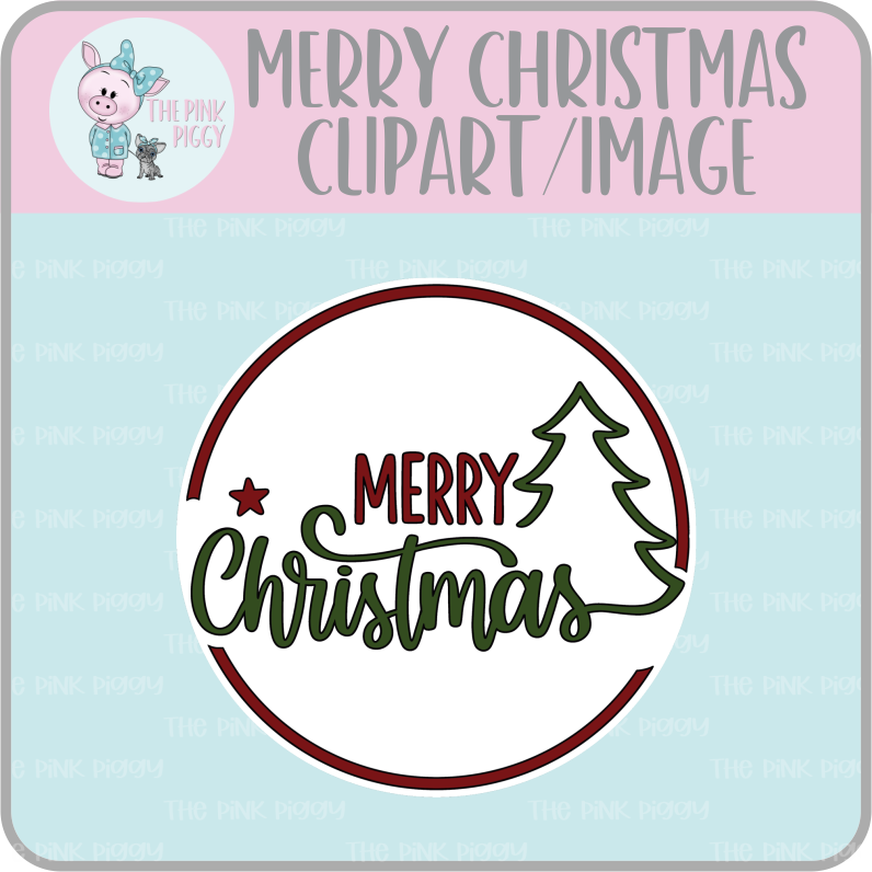 Merry Christmas Circle Clipart/Image/Printer File for Eddie