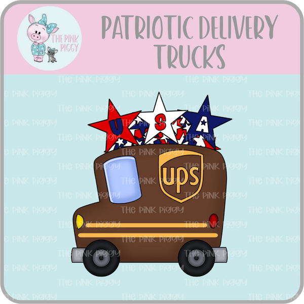 Patriotic Delivery Trucks Clipart/Image