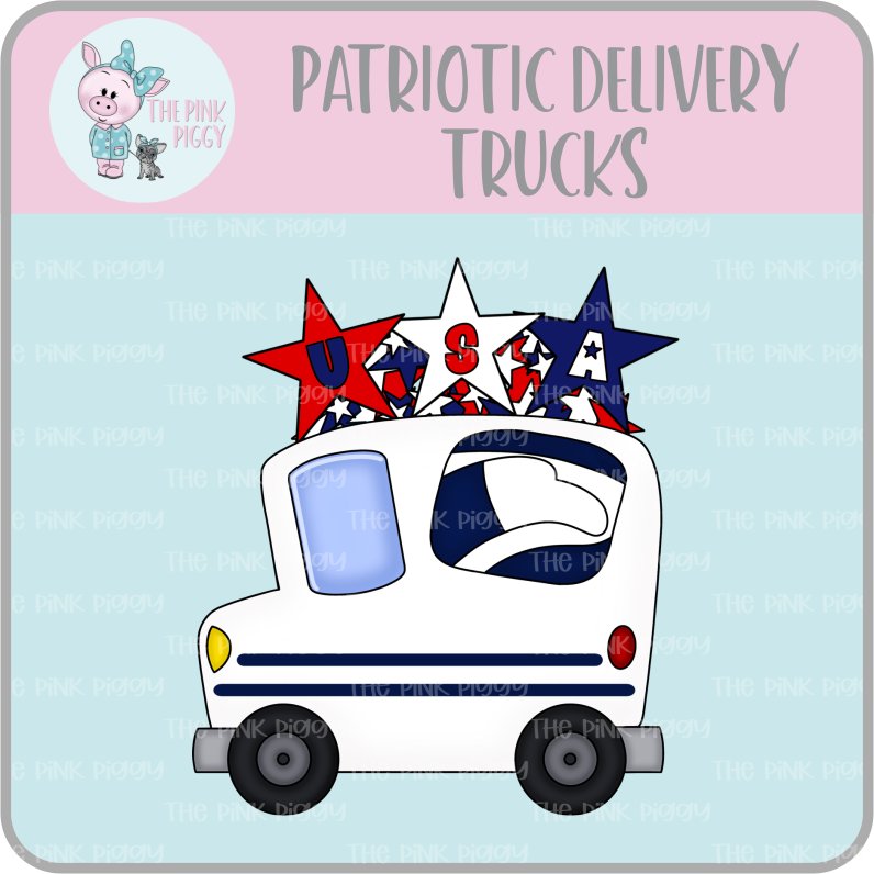 Patriotic Delivery Trucks Clipart/Image