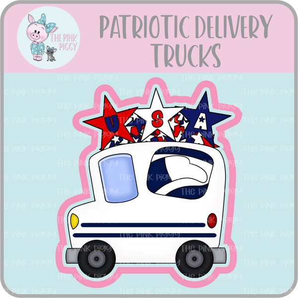Patriotic Delivery Truck Cookie Cutter STL File
