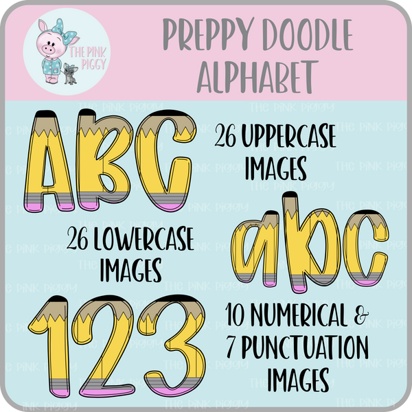 Pencil Preppy Doodle Alphabet/PNG/Images/Clipart