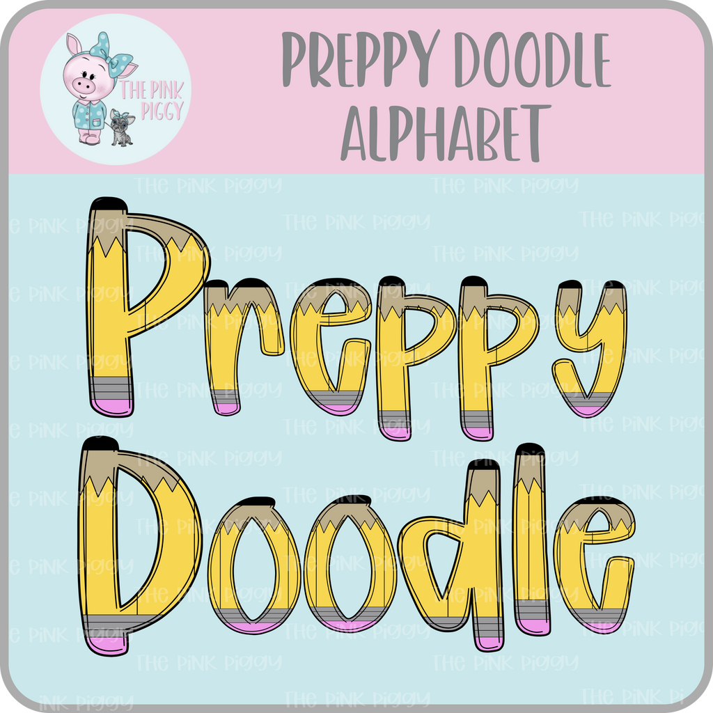 Pencil Preppy Doodle Alphabet/PNG/Images/Clipart