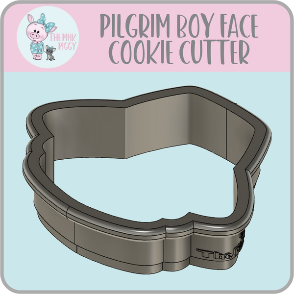 Pilgrim Boy Face Cookie Cutter & STL File