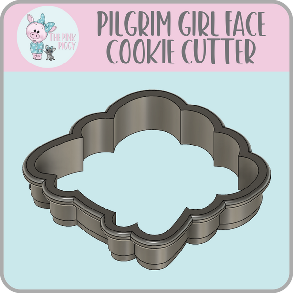 Pilgrim Girl Face Cookie Cutter & STL File