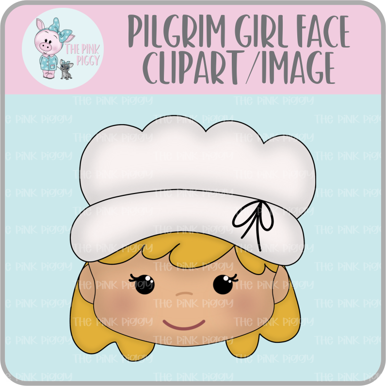 Pilgrim Girl Face Clipart/Image/Printer File for Eddie