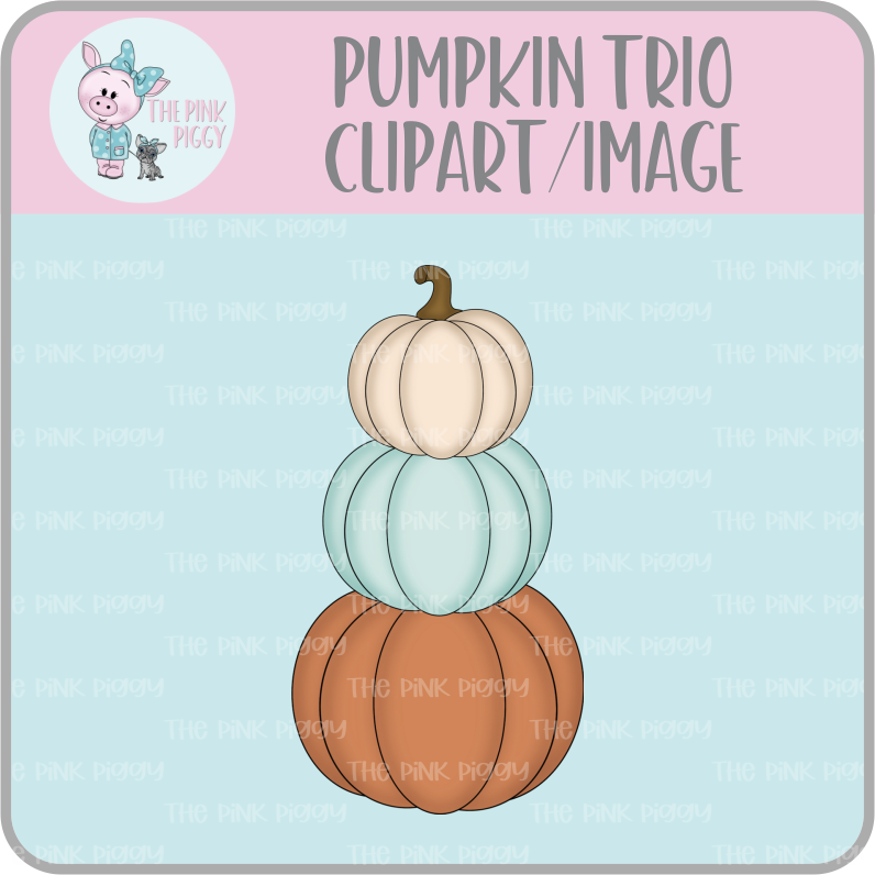 Pumpkin Trio Clipart/Image/Printer File for Eddie