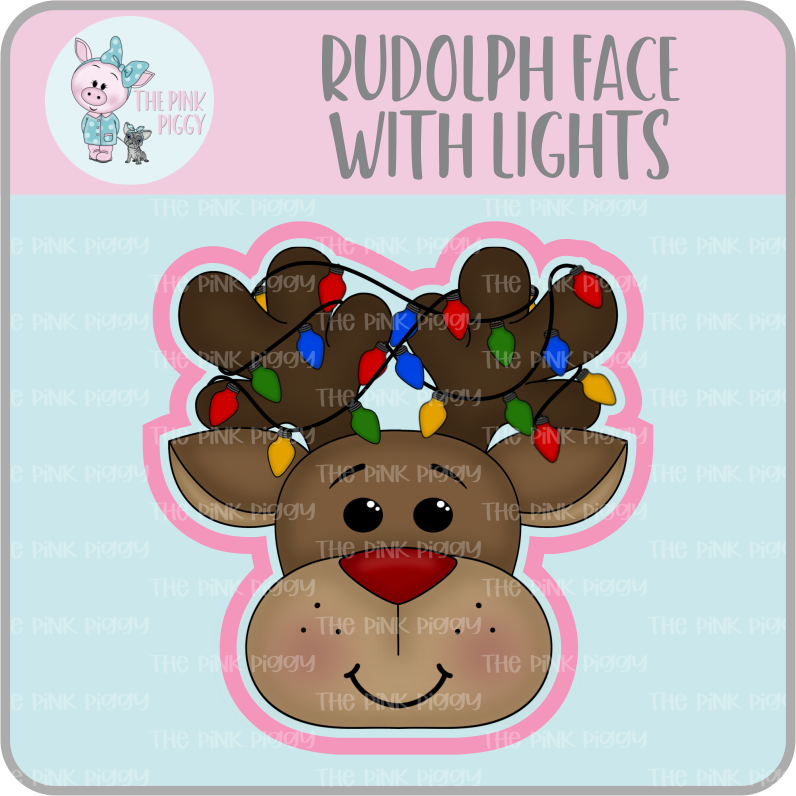 Rudolph Face with Lights Cookie Cutter & STL File