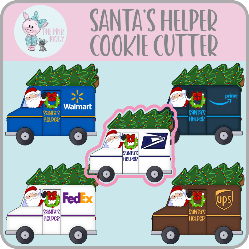 Santa's Helper Delivery Trucks Cookie Cutter STL File