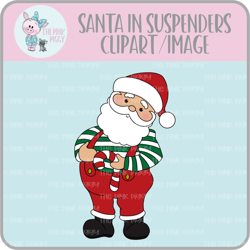 Santa in Suspenders Clipart/Image