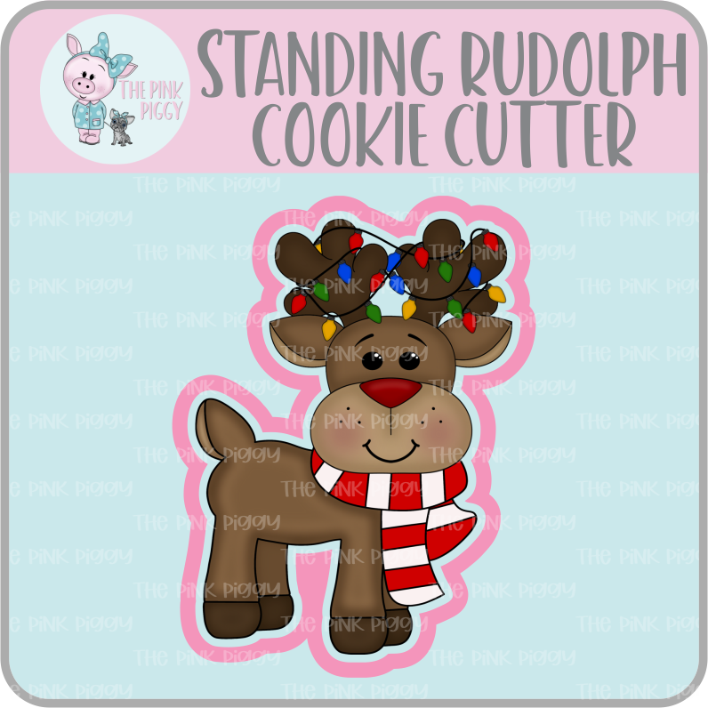 Standing Rudolph with Scarf Cookie Cutter STL File