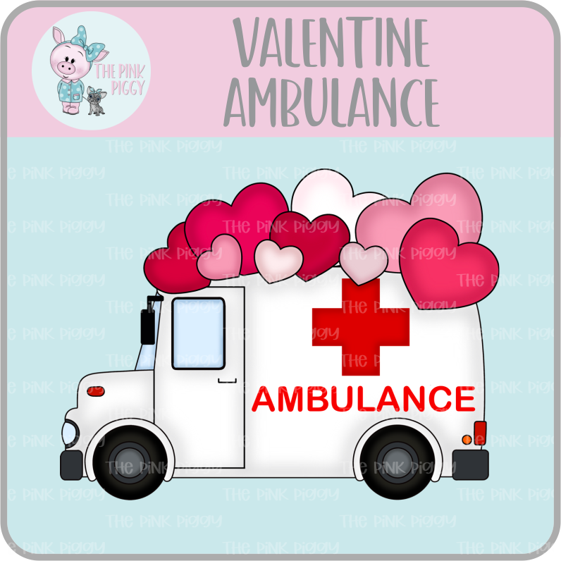 Valentine Ambulance Clipart/Image/Printer File for Eddie