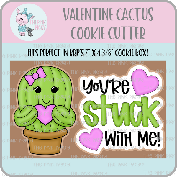 Valentine Cactus Cookie Cutter