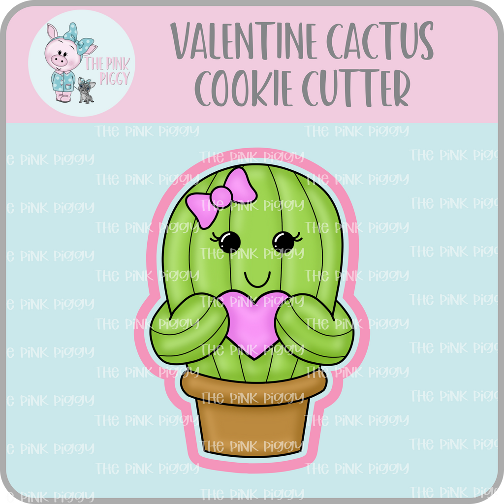 Valentine Cactus Cookie Cutter STL File