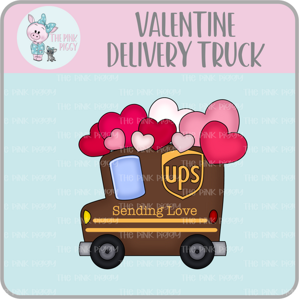 Valentine Delivery Truck Clipart/Image/Printer File for Eddie