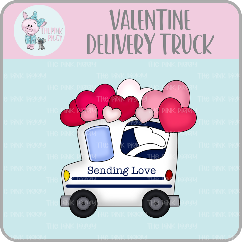 Valentine Delivery Truck Clipart/Image/Printer File for Eddie