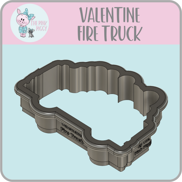 Valentine Firetruck Cookie Cutter STL File