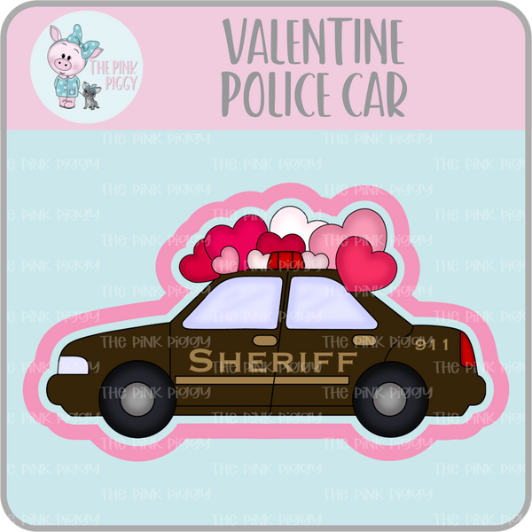 Valentine Police & Sheriff Car Cookie Cutter & STL File