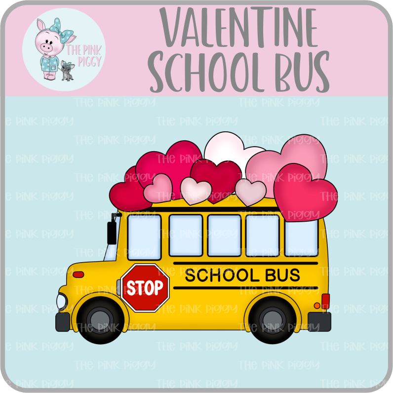 Valentine School Bus Clipart/Image/Printer File for Eddie