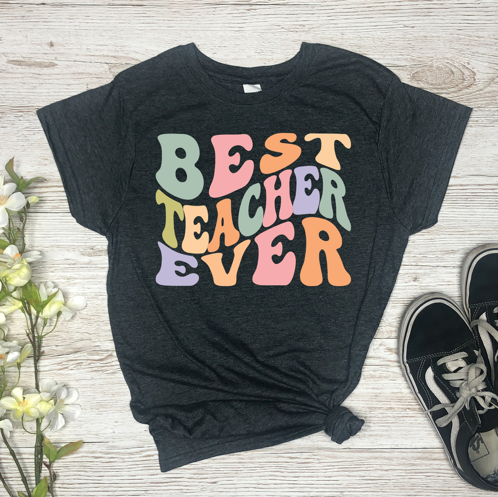 Best Teacher Ever Retro Wavy T-Shirt