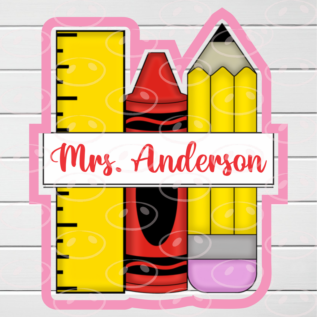 Personalized Crayon, Ruler & Pencil Digital Cookie Cutter File